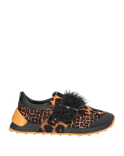 Alberto Guardiani Yellow Marigold Sneakers Leather, Textile Fibers