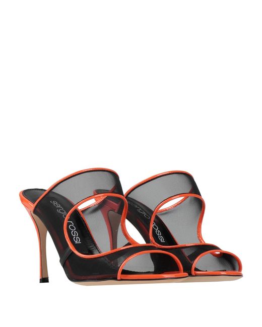 Sergio Rossi Brown Patent Leather Mesh Sandals