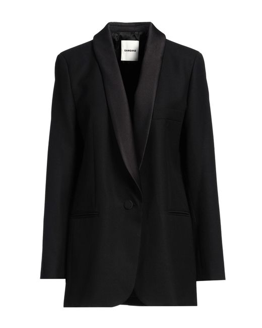Sandro Black Blazer Polyester, Wool, Elastane