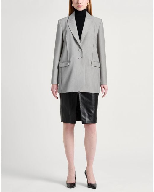 Patrizia Pepe Gray Blazer Polyester, Viscose, Elastane