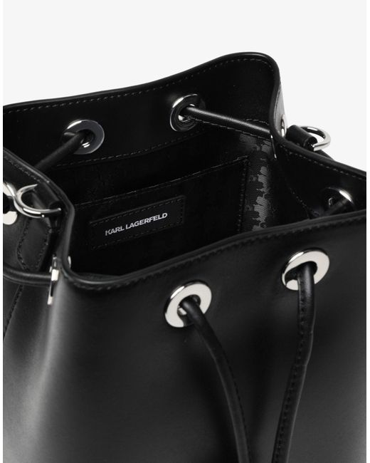 Karl Lagerfeld Leder Ikonik Bucket Bag Black - Sparen Sie 30% - Lyst