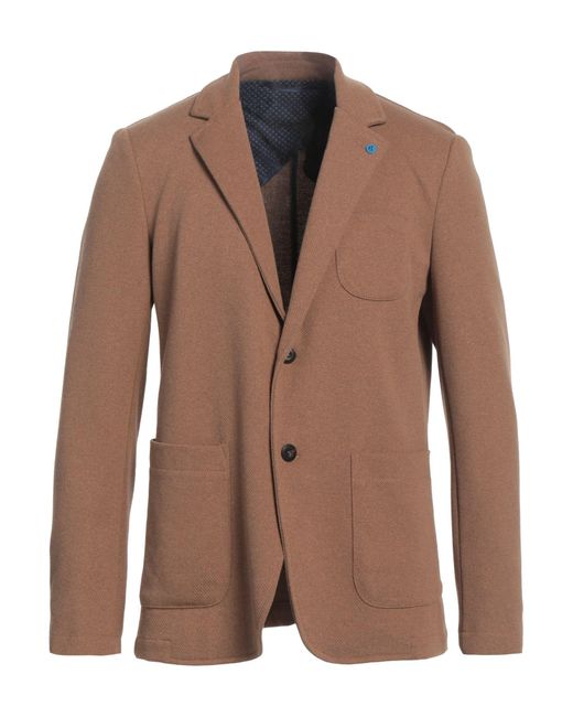 Harmont & Blaine Brown Blaine. Blazer Polyester, Cotton, Elastane for men