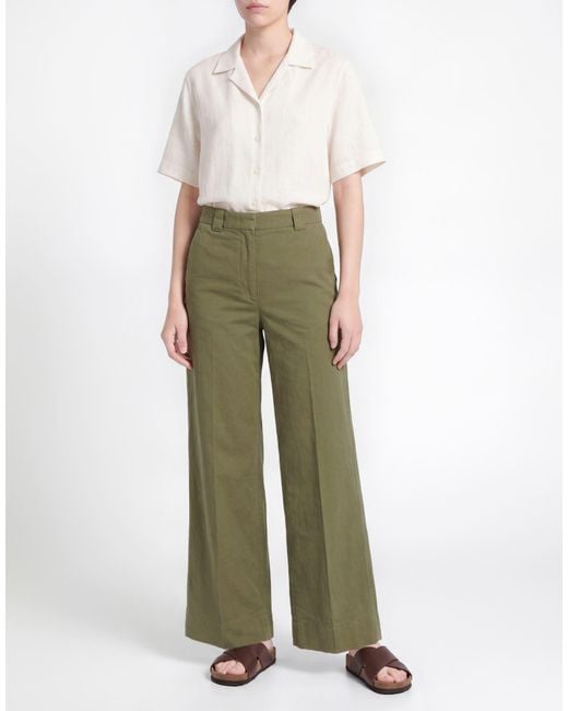 Slowear Green Pants Cotton, Linen