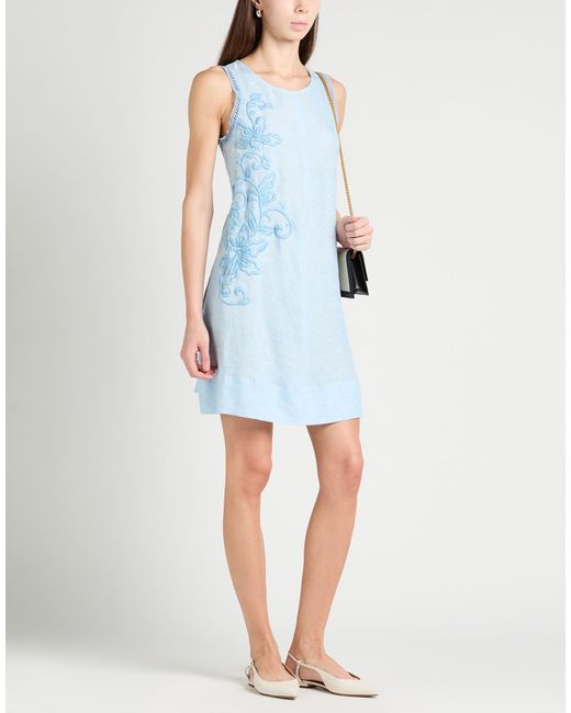 Ermanno Scervino Blue Life Sky Mini Dress Linen