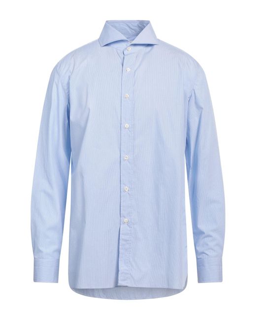 Luigi Borrelli Napoli Blue Shirt Cotton for men