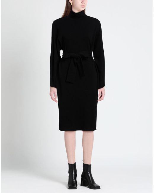 Malo Black Midi Dress Wool, Polyamide, Polyurethane