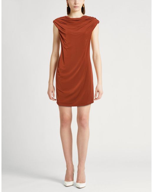 FEDERICA TOSI Brown Mini Dress Viscose, Elastane
