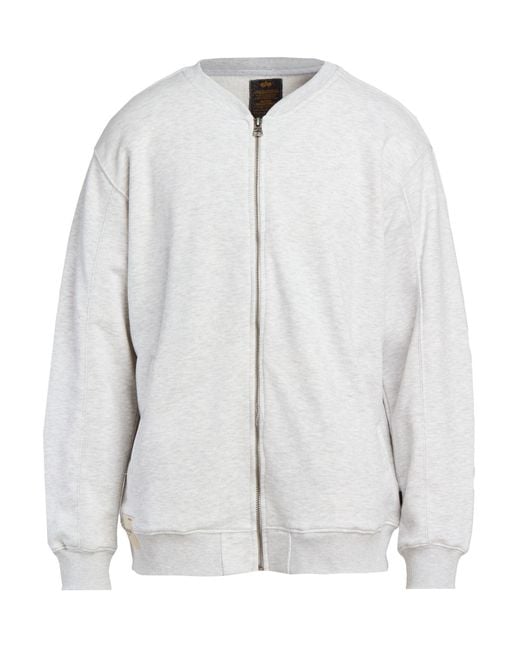 Alpha Industries White Sweatshirt Cotton, Polyester for men