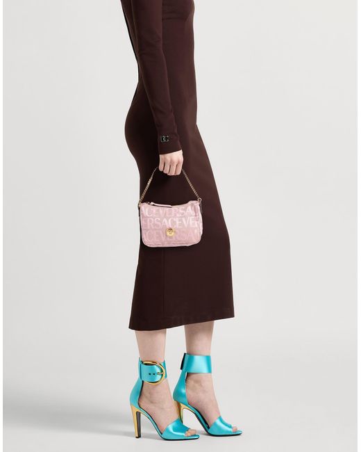 Versace Pink Handbag Polyester, Cotton, Calfskin