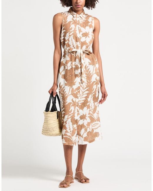 120% Lino Natural Midi Dress Linen