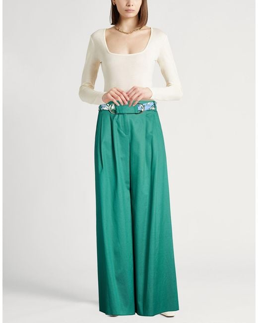 Marella Green Pants Cotton, Lyocell, Elastane