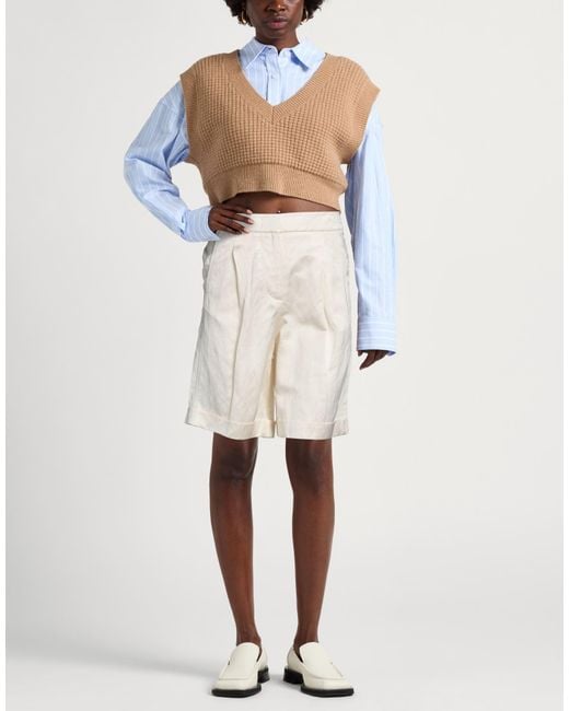 Peserico White Ivory Shorts & Bermuda Shorts Viscose, Linen, Cotton