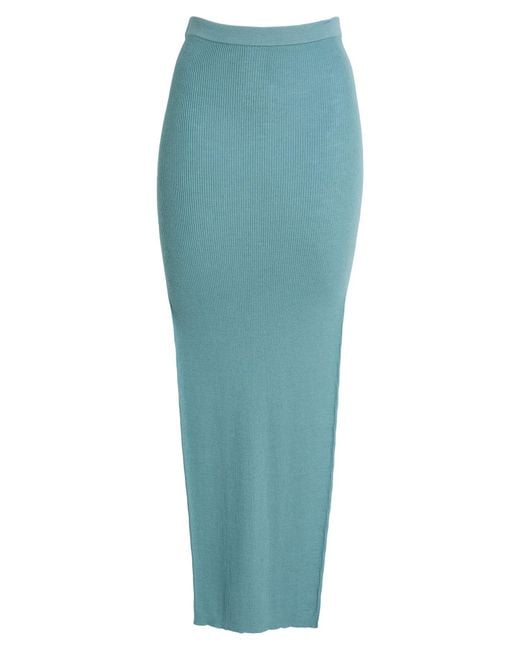 Rick Owens Blue Deep Maxi Skirt Virgin Wool, Polyamide, Elastane