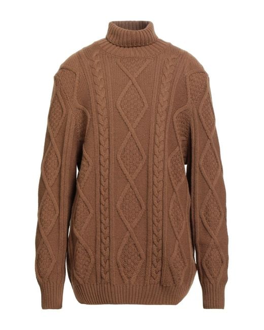 Tagliatore Brown Camel Turtleneck Virgin Wool for men