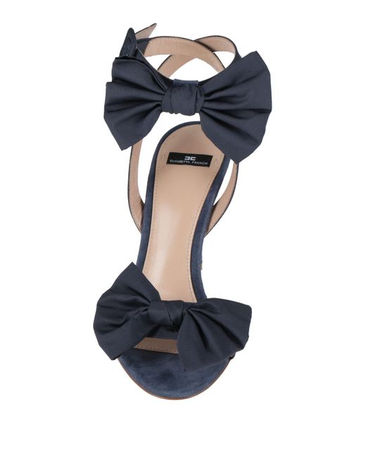 Elisabetta Franchi Blue Sandals Soft Leather, Textile Fibers