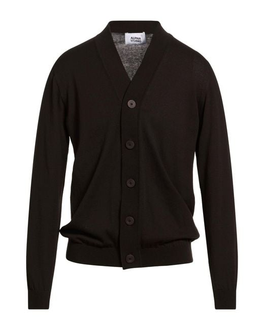 Alpha Studio Black Cardigan Cotton for men