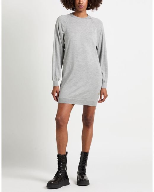 Moschino Gray Mini Dress Virgin Wool, Silk
