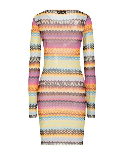 Missoni Pink Polyamide Elastane Printed Mini Dress
