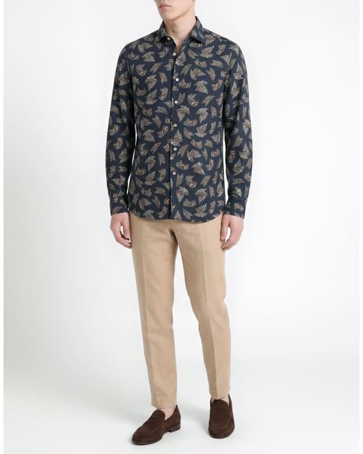 Alessandro Gherardi Blue Midnight Shirt Linen for men