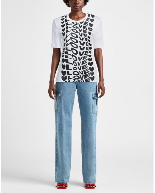 Love Moschino White T-Shirt Cotton, Elastane