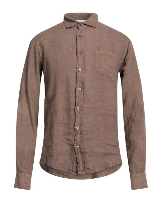 Alpha Studio Brown Shirt Linen for men