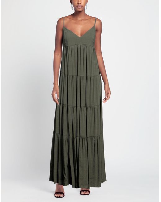 White Wise Green Wise Military Maxi Dress Viscose, Linen