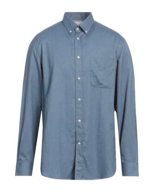 Brunello Cucinelli Blue Slate Shirt Cotton for men