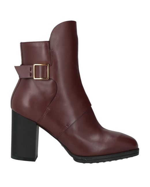 Tod's Brown Burgundy Ankle Boots Leather
