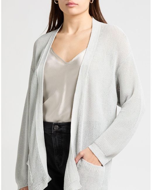 Daniele Fiesoli Gray Light Cardigan Organic Cotton, Metallic Polyester, Polyamide