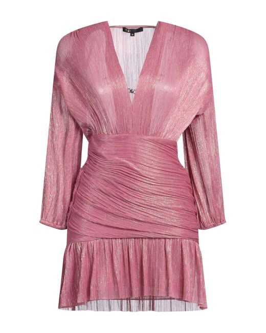 Maje Pink Mini Dress Polyester, Metallic Fiber