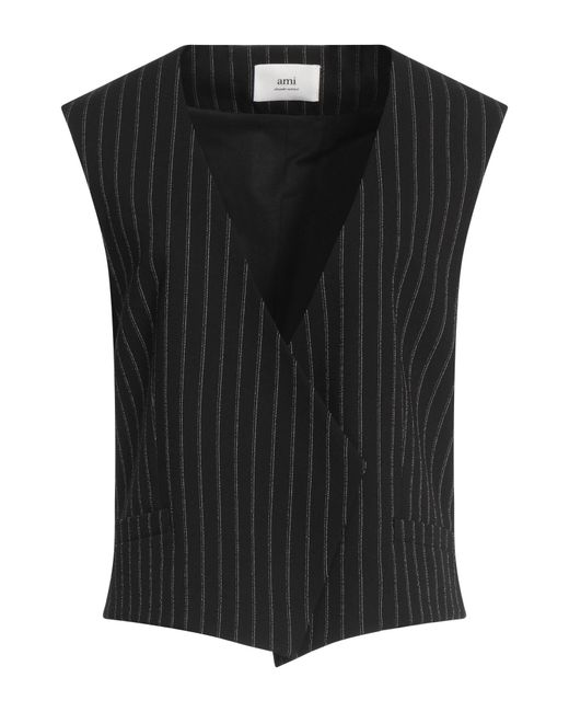 AMI Black Tailored Vest Virgin Wool