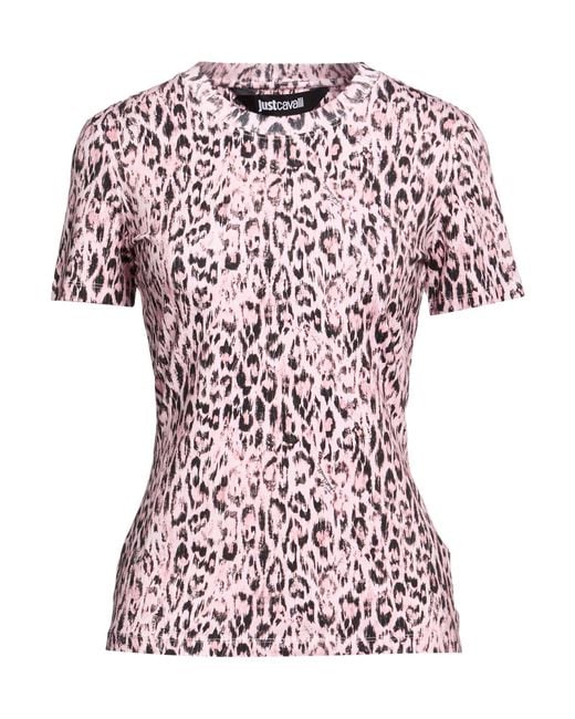 Just Cavalli Pink T-Shirt Cotton, Elastane