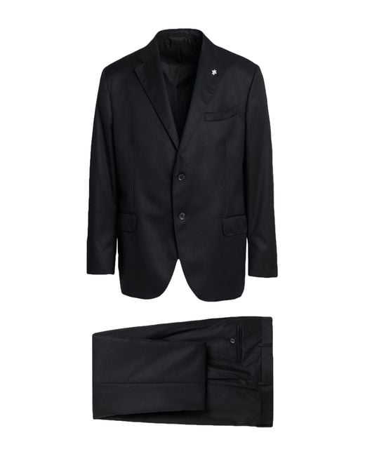 Lubiam Blue Suit Virgin Wool, Silk for men