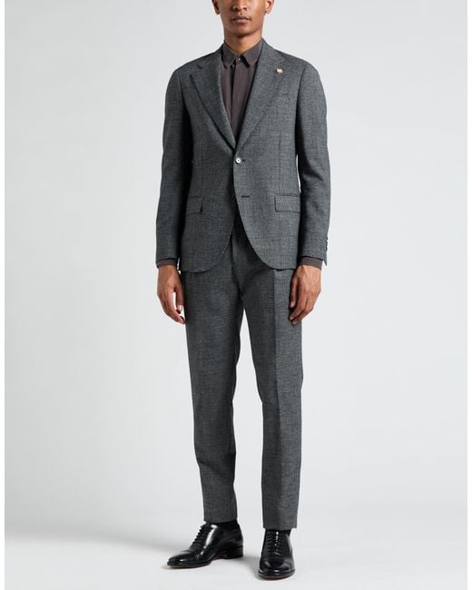 Lardini Gray Suit Wool, Polyester for men