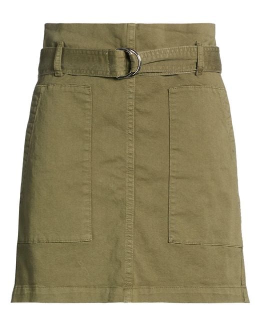 Anine Bing Green Military Denim Skirt Cotton, Elastane