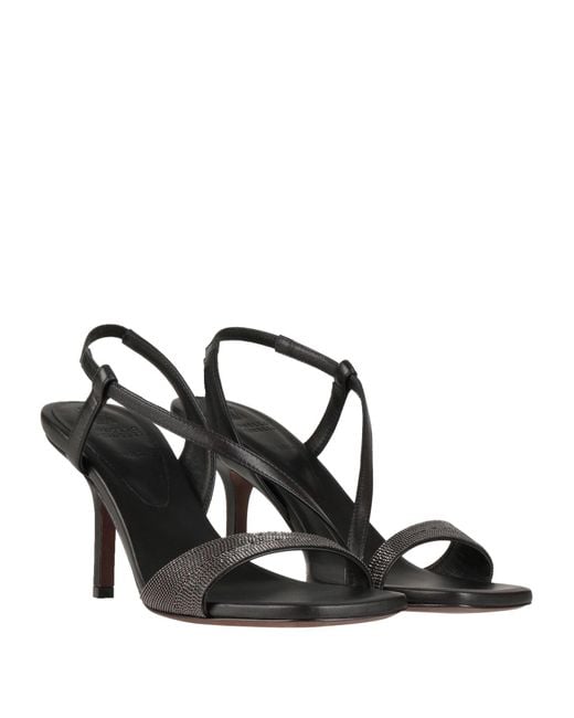 Brunello Cucinelli Black Chic Leather Sandals For