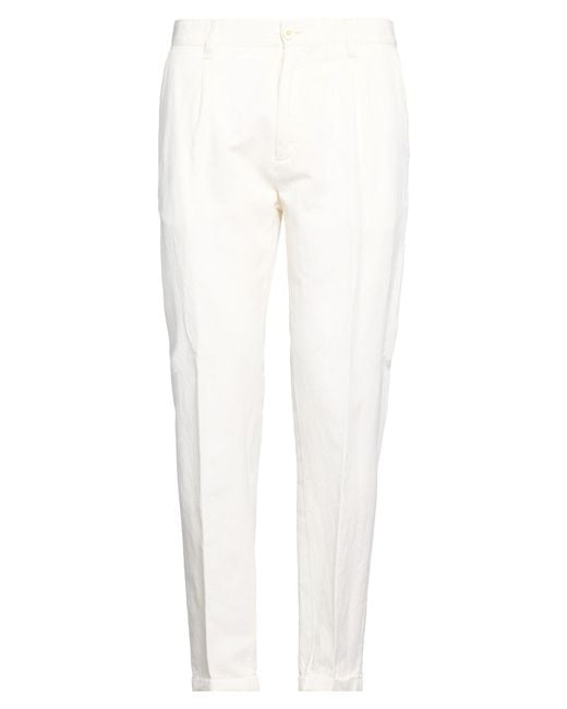 Officina 36 White Ivory Pants Textile Fibers for men