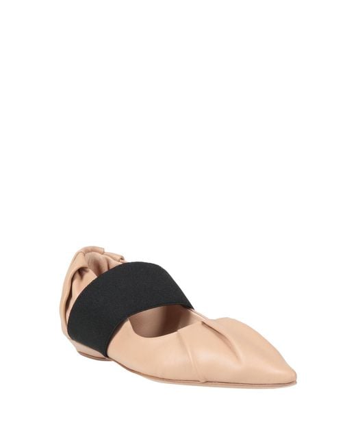 Bruno Frisoni Natural Ballet Flats Leather, Elastic Fibres