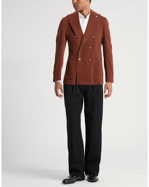 L.b.m. 1911 Brown Rust Blazer Cotton, Elastane for men