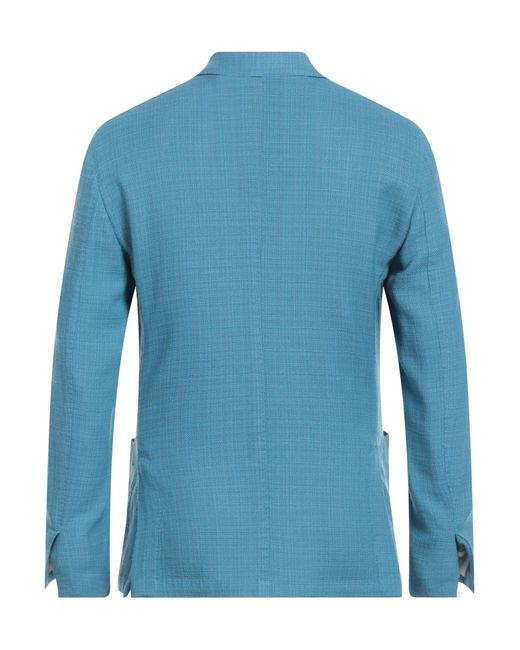Lardini Blue Azure Blazer Wool, Silk for men