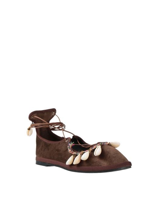 Ilio Smeraldo Brown Ballet Flats Textile Fibers
