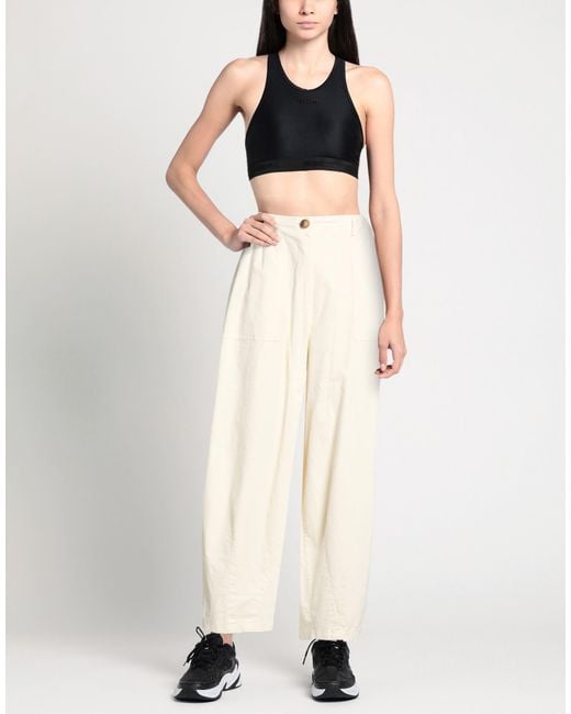 Haveone Natural Ivory Pants Cotton, Elastane