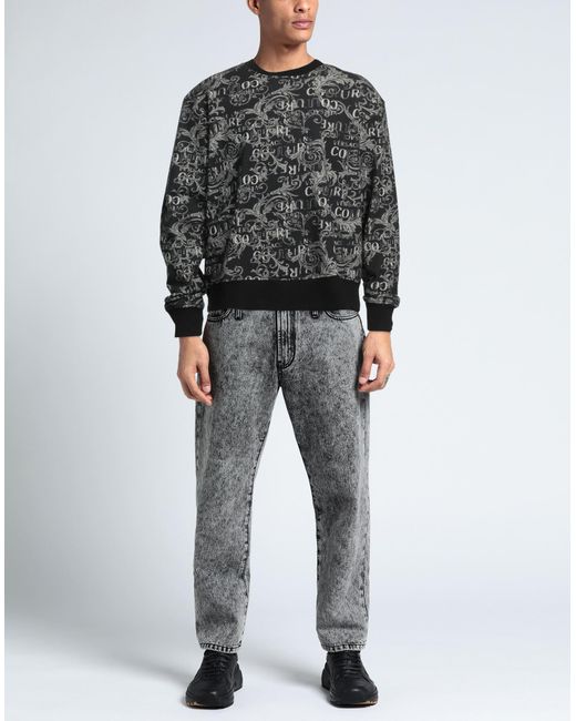 Versace Gray Steel Sweatshirt Cotton, Elastane for men