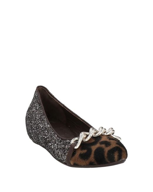 Sgn Giancarlo Paoli Gray Lead Ballet Flats Leather