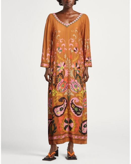 Maliparmi Orange Maxi Dress Viscose