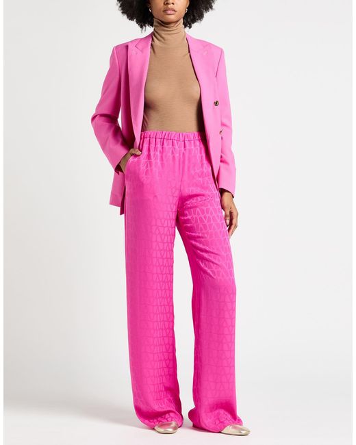Valentino Garavani Pink Fuchsia Pants Silk