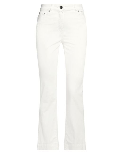 Semicouture White Ivory Pants Cotton, Elastane