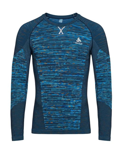 Odlo Blue T-Shirt Recycled Polyester, Recycled Polyamide, Polyamide, Recycled Elastane, Elastane for men
