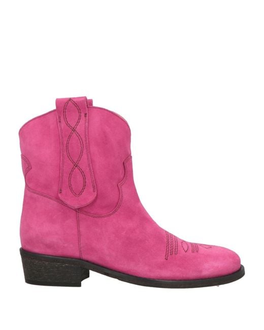 Via Roma 15 Pink Fuchsia Ankle Boots Leather
