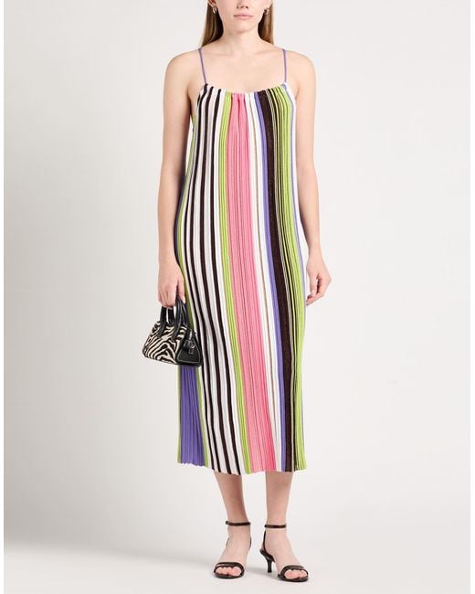 Liviana Conti White Maxi Dress Viscose, Polyamide, Polyester